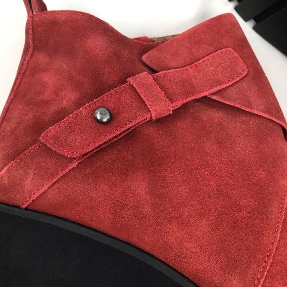 Eileen Fisher TINKER Brick Red Suede Leather Wedge Heel Lug Sole Ankle Bootie - Picture 13 of 16